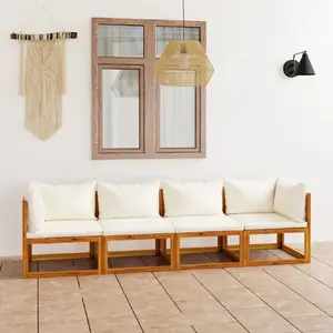 Comparateur de prix : vidaXL Canapé de jardin à 4 places avec coussin Crème Bois d'acacia