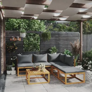 vidaXL Salon de jardin 6 pcs avec coussin Bois d'acacia solide pas cher