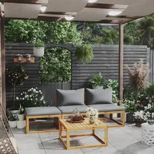 vidaXL Salon de jardin 4 pcs avec coussin Bois d'acacia solide pas cher