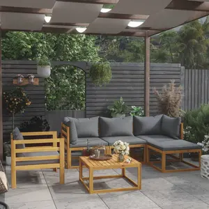 vidaXL Salon de jardin 6 pcs avec coussin Bois d'acacia solide pas cher