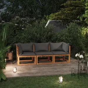 Comparateur de prix : vidaXL Canapé de jardin à 3 places avec coussin Bois d'acacia massif
