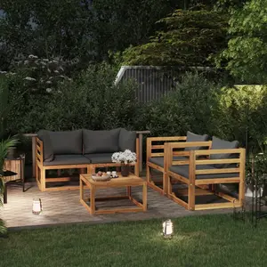 vidaXL Salon de jardin 5 pcs avec coussin Bois d'acacia solide pas cher