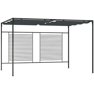 vidaXL Belvédère avec auvent rétractable 4x3x2,3 m Anthracite 180 g/m² pas cher