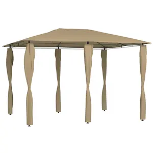 vidaXL Belvédère avec revêtement de poteaux 3x4x2,6 m Taupe 160 g/m² pas cher