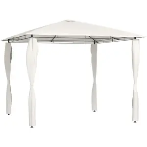 vidaXL Belvédère avec revêtement de poteaux 3x3x2,6 m Crème 160 g/m² pas cher