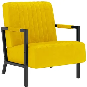 vidaXL Fauteuil Jaune moutarde Velours pas cher