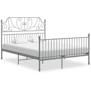 vidaXL Cadre de lit Gris Métal 160x200 cm pas cher