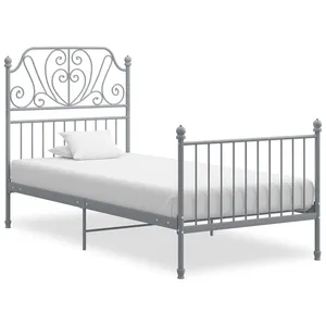 vidaXL Cadre de lit Gris Métal 90x200 cm pas cher