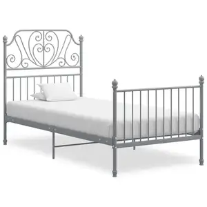 vidaXL Cadre de lit Gris Métal 100x200 cm pas cher