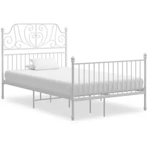 vidaXL Cadre de lit Blanc Métal 120x200 cm pas cher
