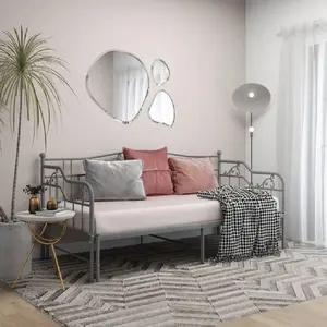 vidaXL Cadre de canapé-lit extensible Gris Métal 90x200 cm pas cher