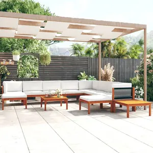 Comparateur de prix : vidaXL Salon de jardin 12 pcs avec coussins Crème Bois d'acacia solide