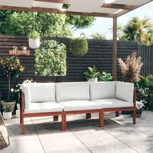 vidaXL Canapé de jardin à 3 places avec coussin Bois d'acacia massif