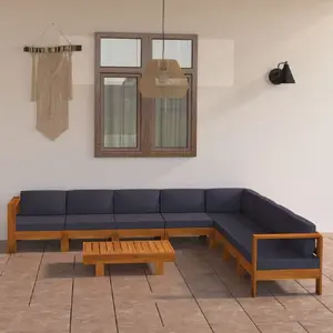 Comparateur de prix : vidaXL Salon de jardin 9 pcs avec coussins gris foncé Bois d'acacia