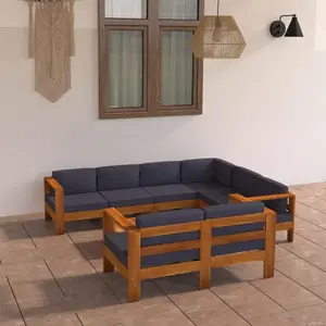 vidaXL Salon de jardin 8 pcs avec coussins gris foncé Bois d'acacia pas cher