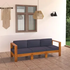 Comparateur de prix : vidaXL Canapé de jardin 3 places et coussins gris foncé Acacia massif