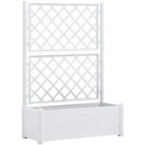 Comparateur de prix : vidaXL Jardinière avec treillis 100x43x142 cm PP Blanc