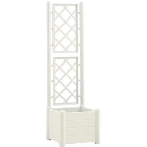 Comparateur de prix : vidaXL Jardinière avec treillis 43x43x142 cm PP Blanc