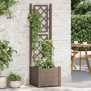 Comparateur de prix : vidaXL Jardinière avec treillis 43x43x142 cm PP Moka