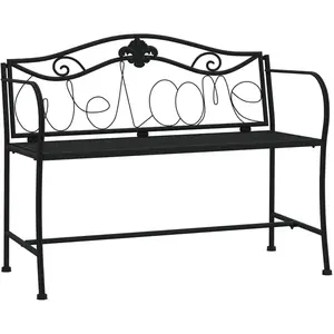 vidaXL Banc de jardin 2 places 104 cm Noir Acier pas cher