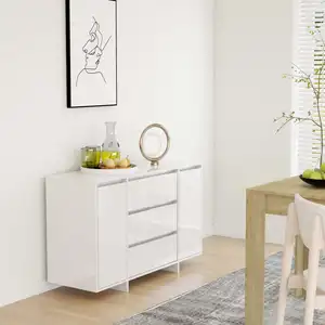 Comparateur de prix : vidaXL Buffet avec 3 tiroirs Blanc brillant 120x41x75 cm Aggloméré