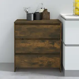 Comparateur de prix : vidaXL Buffet Chêne fumé 70x41x75 cm Bois d'ingénierie