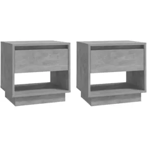 vidaXL Tables de chevet 2 pcs Gris béton 45x34x44 cm Aggloméré pas cher
