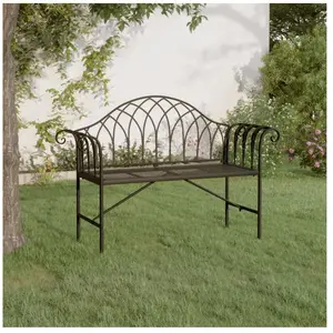 vidaXL Banc de jardin 2 places 128 cm Noir Acier pas cher