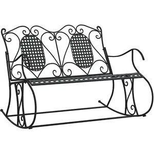 vidaXL Banc à bascule 2 places 113 cm noir acier pas cher