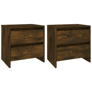 vidaXL Tables de chevet 2 pcs Chêne fumé 45x34,5x44,5 cm Aggloméré pas cher