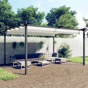 Comparateur de prix : vidaXL Tonnelle de jardin avec toit rétractable 4x3 m Crème