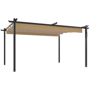 Comparateur de prix : vidaXL Tonnelle de jardin avec toit rétractable 4x3 m Taupe