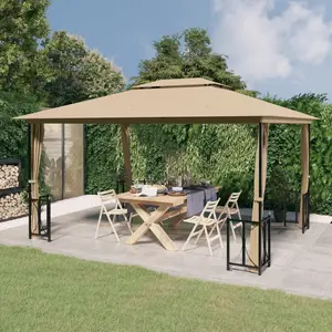 Comparateur de prix : vidaXL Tonnelle avec parois et toit double 3x4 m Taupe