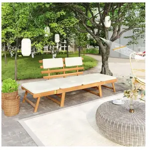 vidaXL Banc de jardin avec coussins 2-en-1 190 cm Bois d'acacia massif pas cher