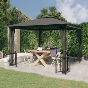 Comparateur de prix : vidaXL Tonnelle avec parois et toit double 3x3 m Anthracite