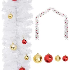 Comparateur de prix : vidaXL Guirlande de Noël décorée avec boules Blanc 10 m