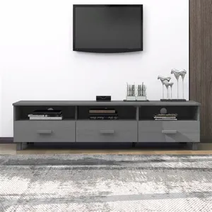 vidaXL Meuble TV HAMAR Gris foncé 158x40x40 cm Bois massif de pin pas cher
