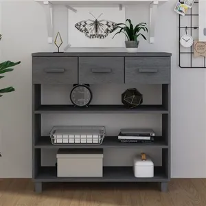 Comparateur de prix : vidaXL Table console HAMAR Gris foncé 90x35x90 cm Bois massif de pin
