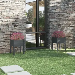 vidaXL Jardinières 2 pcs Gris 50x50x70 cm Bois de pin massif pas cher
