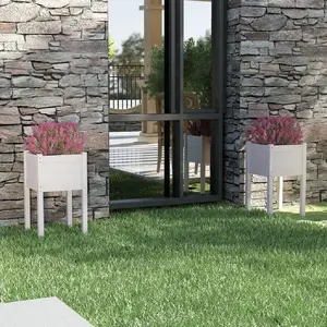vidaXL Jardinières d'extérieur 2 pcs Blanc 40x40x70 cm Bois de pin pas cher