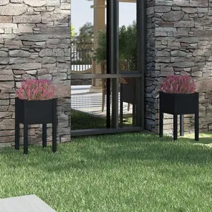vidaXL Jardinières d'extérieur 2pcs Noir 40x40x70cm Bois de pin massif pas cher