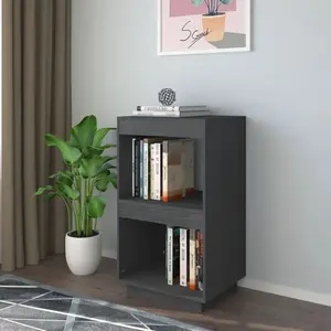 vidaXL Bibliothèque Gris 40x35x71 cm Bois de pin massif pas cher