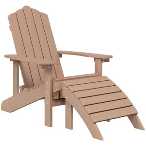 vidaXL Chaise de jardin Adirondack avec repose-pied PEHD marron pas cher