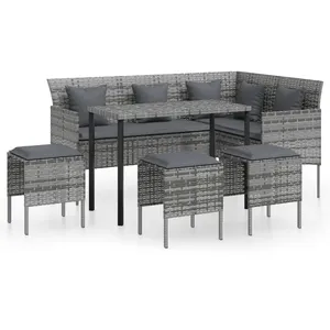 vidaXL Ensemble de canapés en L 5pcs avec coussins Résine tressée Gris pas cher