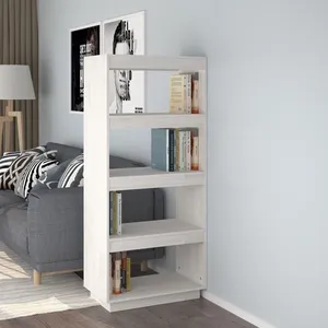 vidaXL Bibliothèque/Séparateur de pièce Blanc 60x35x135 cm Pin massif pas cher