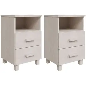 vidaXL Tables de chevet HAMAR 2 pcs Blanc 40x35x62 cm Bois massif pas cher