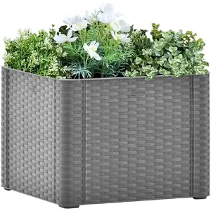 vidaXL Lit surélevé de jardin avec système d'arrosage Gris 43x43x33 cm pas cher