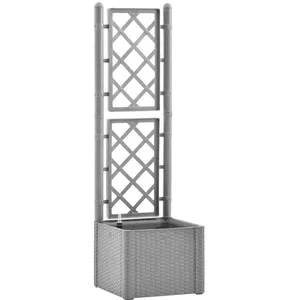 vidaXL Lit surélevé de jardin et treillis et système d'arrosage Gris pas cher