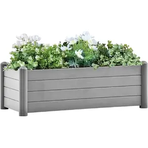 vidaXL Lit surélevé de jardin PP Gris pierre 100x43x35 cm pas cher