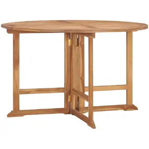 vidaXL Table à dîner de jardin pliable Ø110x75 cm Bois massif de teck pas cher